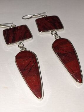 Red Jasper Gemstone 925 Sterling Silver Handmade Drop Dangle Earrings